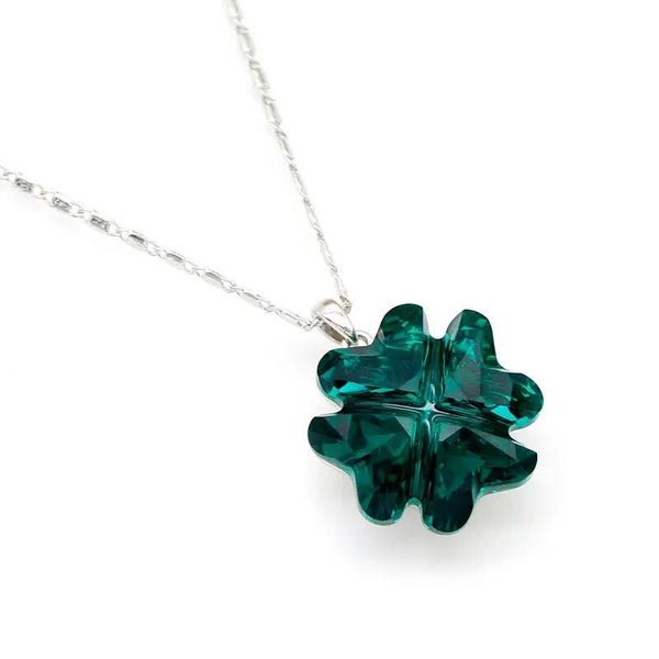 Emerald Clover Crystal Necklace