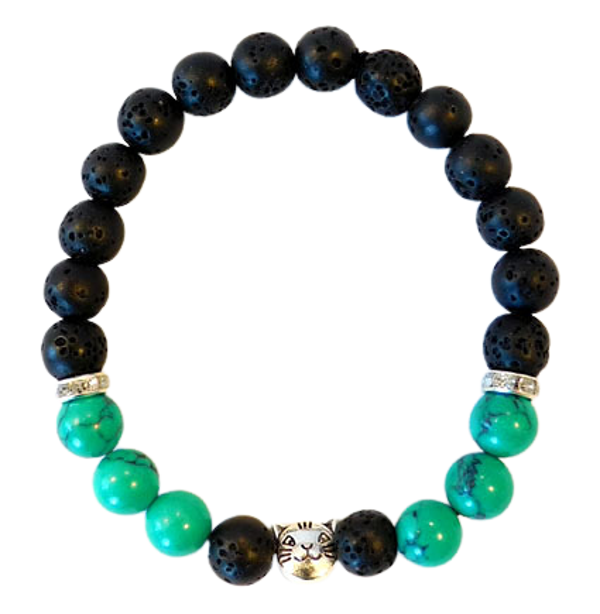 Armband Kattenkop natuursteen turkooisgroen