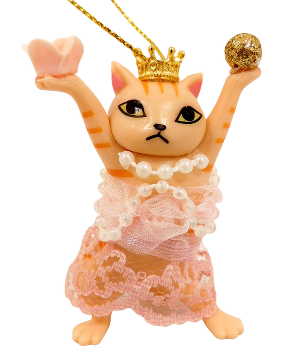 Kersthanger Cattitude rode poes met lichtroze outfit