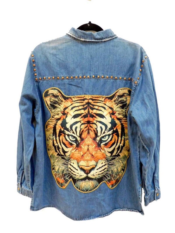 Spijkerblouse Tijgerkop, L 42/44