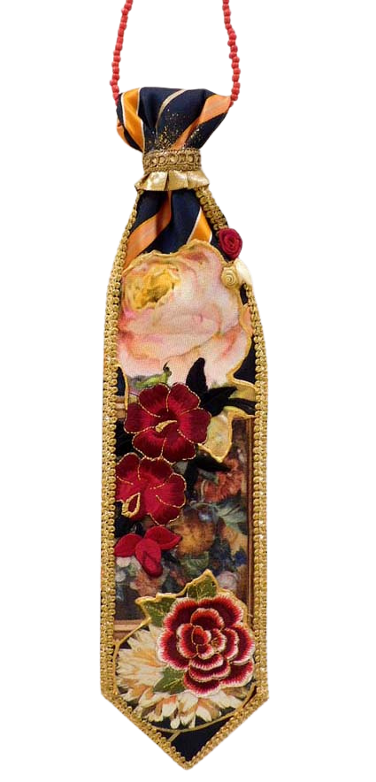 Stropdasketting gestreept met vintage bloemen