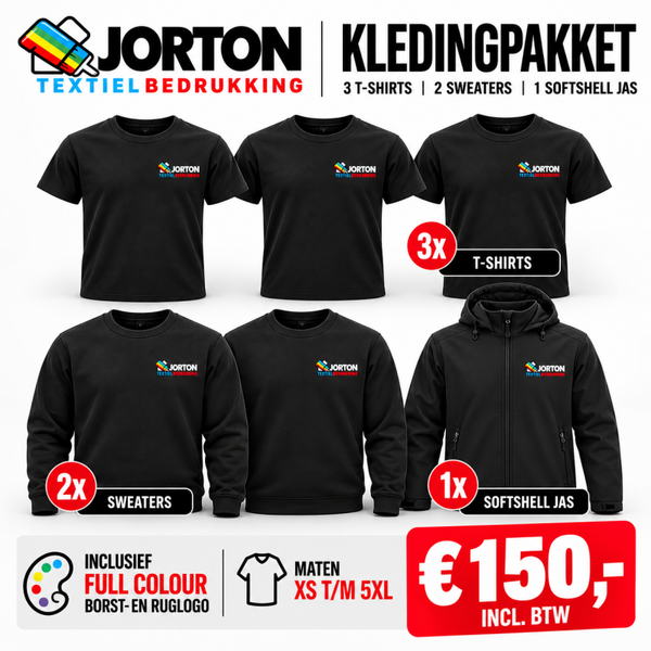 T-shirts, Sweaters & Softshell Jack Pakket!
