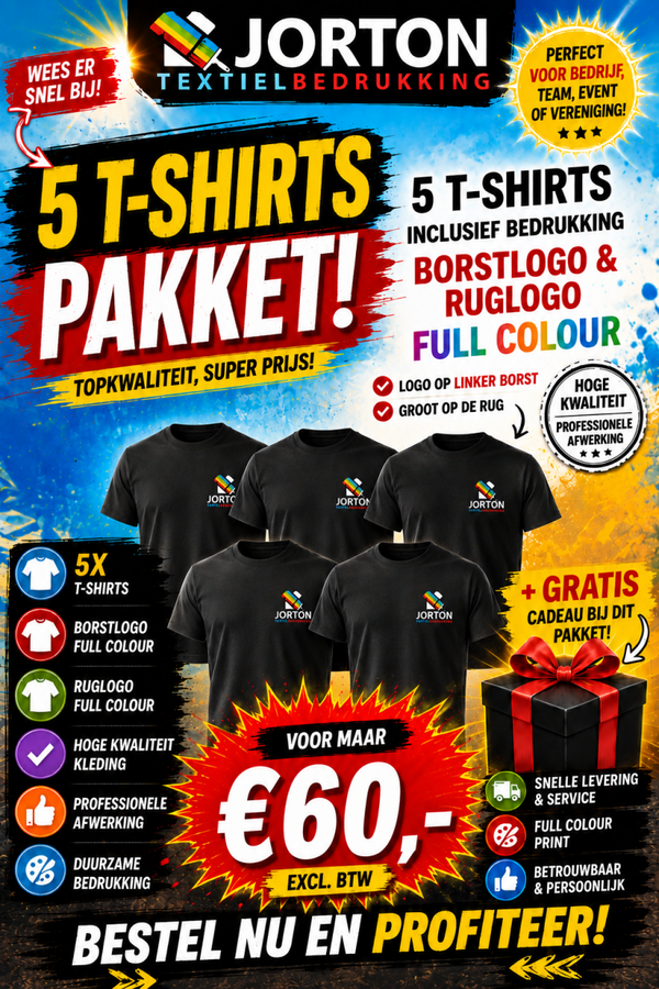 T-shirts pakket 5 stuks!