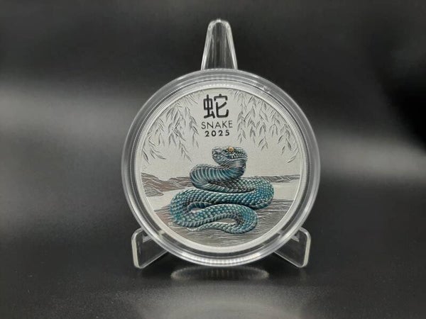 Lunar 3 Snake 5 oz silver 2025 BU $5 COLOURED Australia