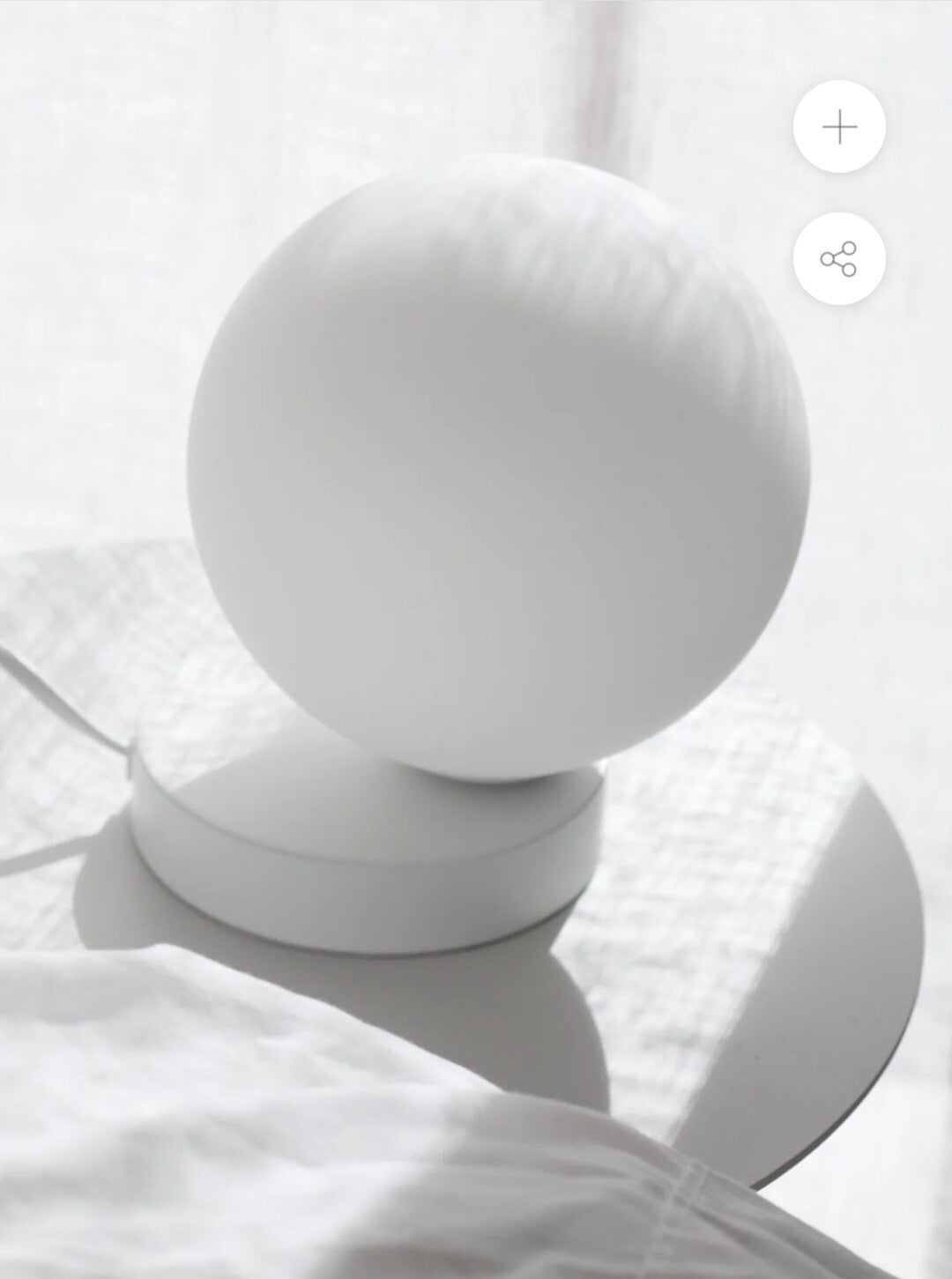 Yuri Table Lamp – Frosted Glass & White Steel | Minimalist Globe Light
