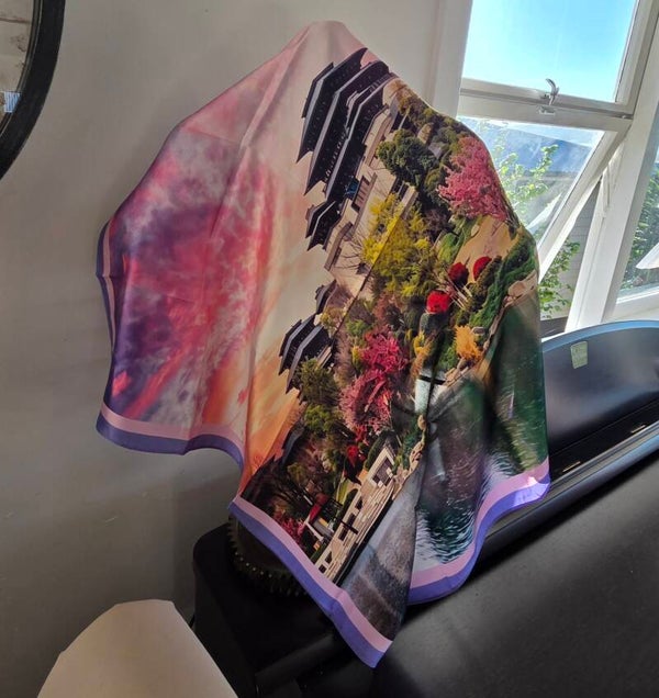 Scarf designer silk 65cm
