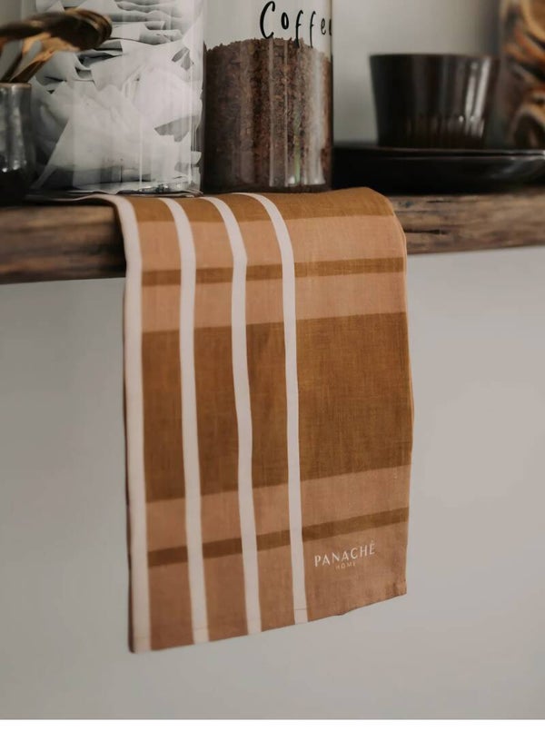Panache 100% linen teatowel plaid
