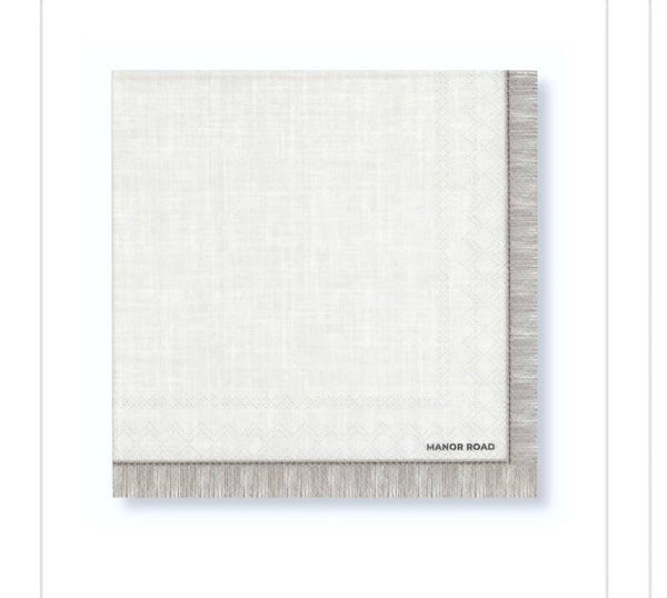 Manor Road serviettes fringed cocktail Napkins