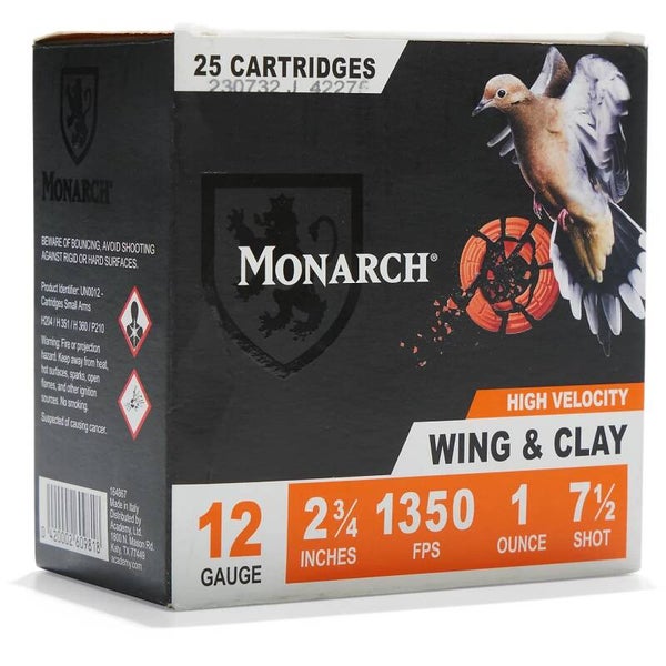 Monarch Wing & Clay 12 Gauge 1 oz Shotshells - 25 Rounds