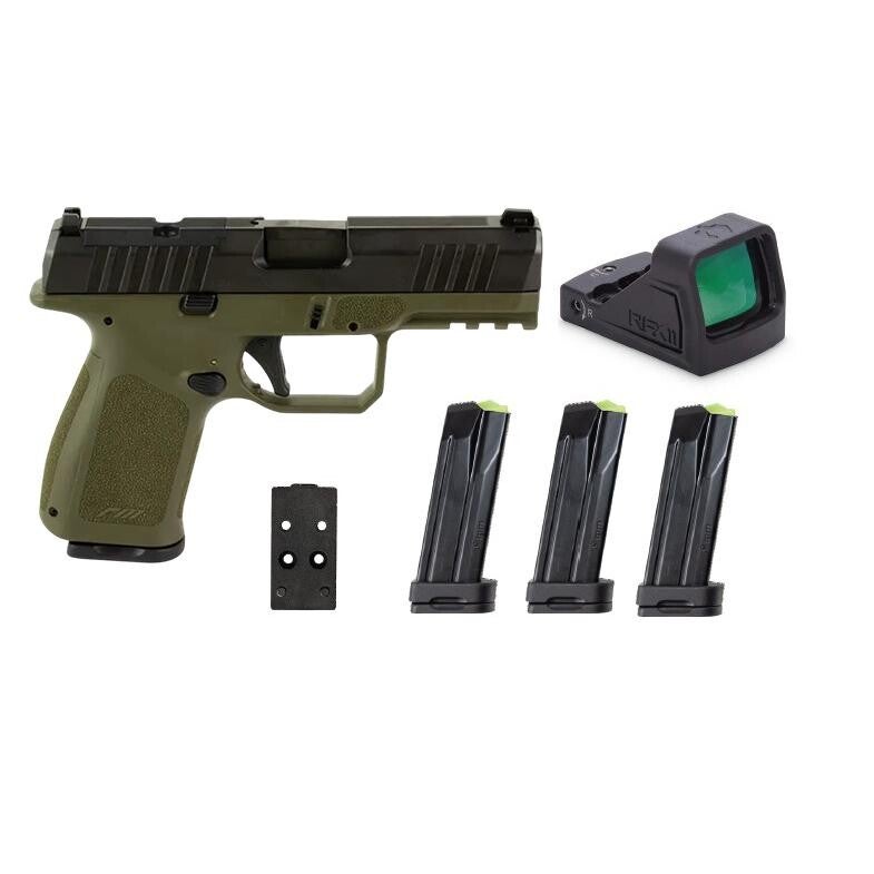 Rost Martin RM1C Handgun Bundle 9mm Luger 15rd (1) & 17rd (3) Magazines 4" Barrel OD Green Viridian Red Dot Pistol Case