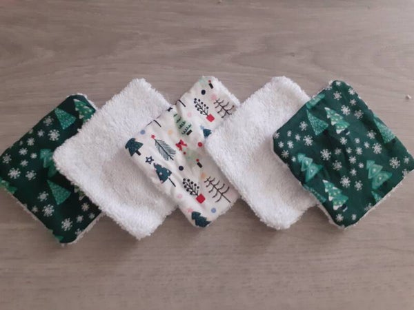 Lingettes lavables Sapin de Noel
