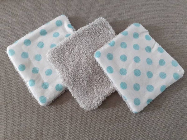 Lingettes lavables pois turquoise