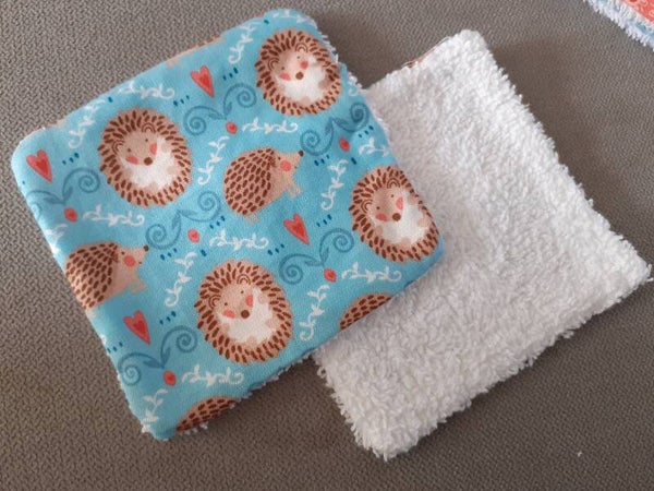 Lingettes lavables hérissons