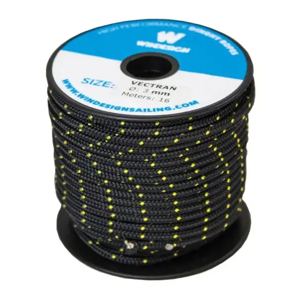 Mini rol van 3mm Vectran lijn zwart met gouden vlek.