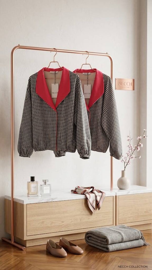 Chaqueta tejido impermeable zara solapa roja talla unica