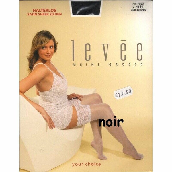 Bas grande taille noir 20 DEN autofixant