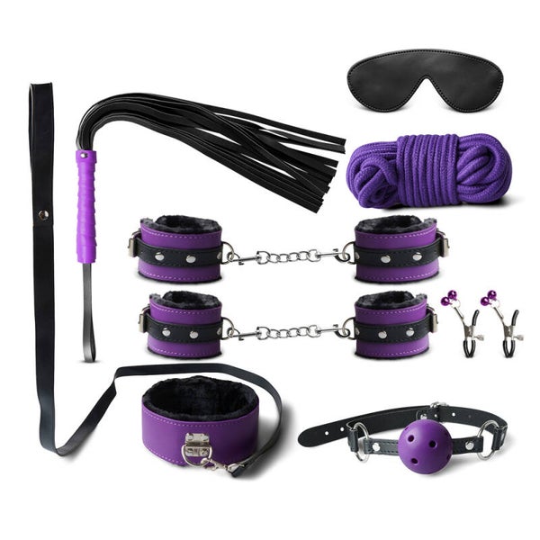 Sextoy Kit BDSM 8 Pièces Violet & Noir pour Couples 8 pièces BS03055