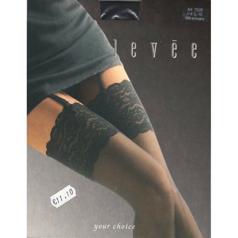 Bas jarretelles noir 20 DEN large dentelle