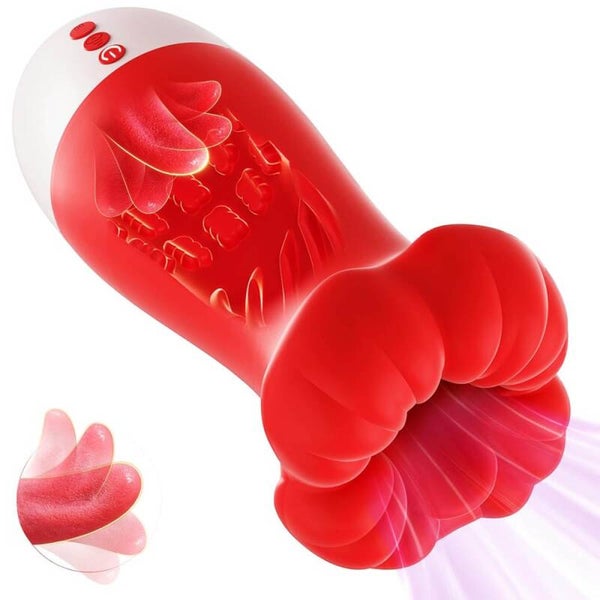 Masseur homme silicone rechargeable – 10 vibrations + 10 léchages de langue + 4 modes d’aspiration JC012