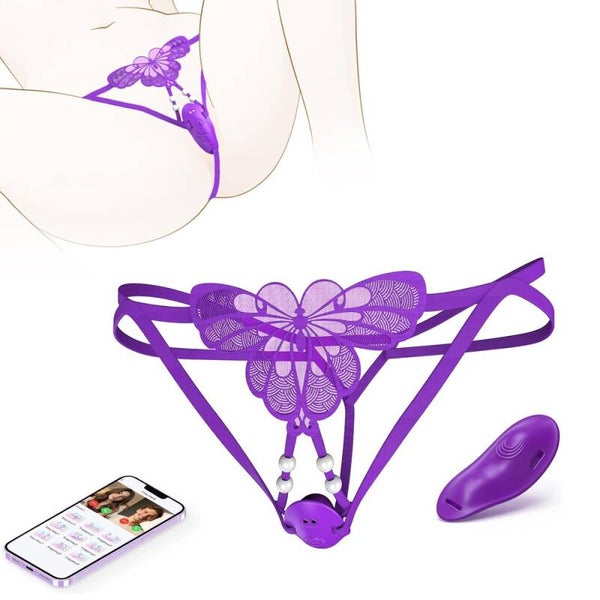 Vibromasseur Connecté avec Culotte Dentelle Papillon JK116