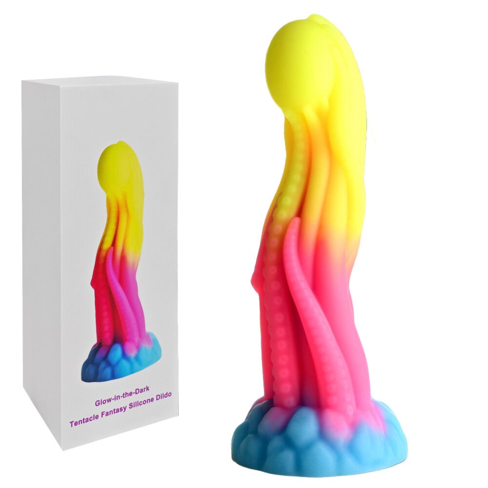 Sextoy Gode Fantasy en silicone multicolore phosphorescent MJB-A0028