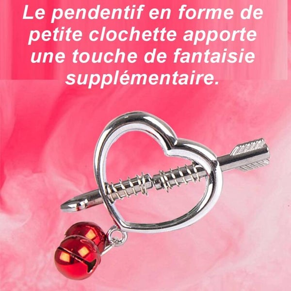 Pinces à Tétons Cœur & Flèche avec Clochettes Rouges TB-053
