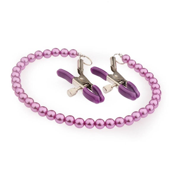Pinces à tétons réglables violettes avec chaîne à billes TB-071