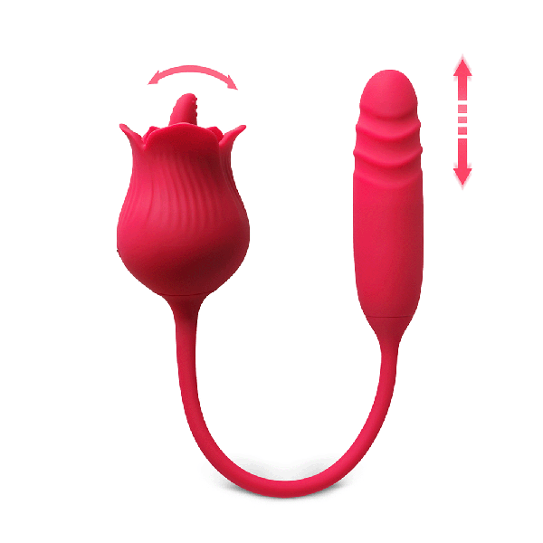 Sextoy rose rouge avec langue et vibromasseur à poussée USK-E09
