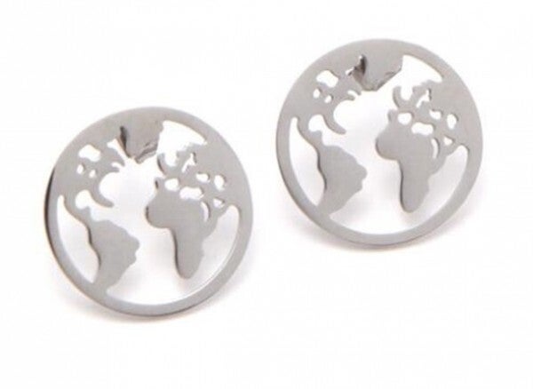 Oorbellen wereldbol van RVS