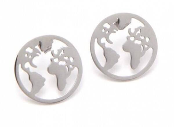 Oorbellen wereldbol van RVS