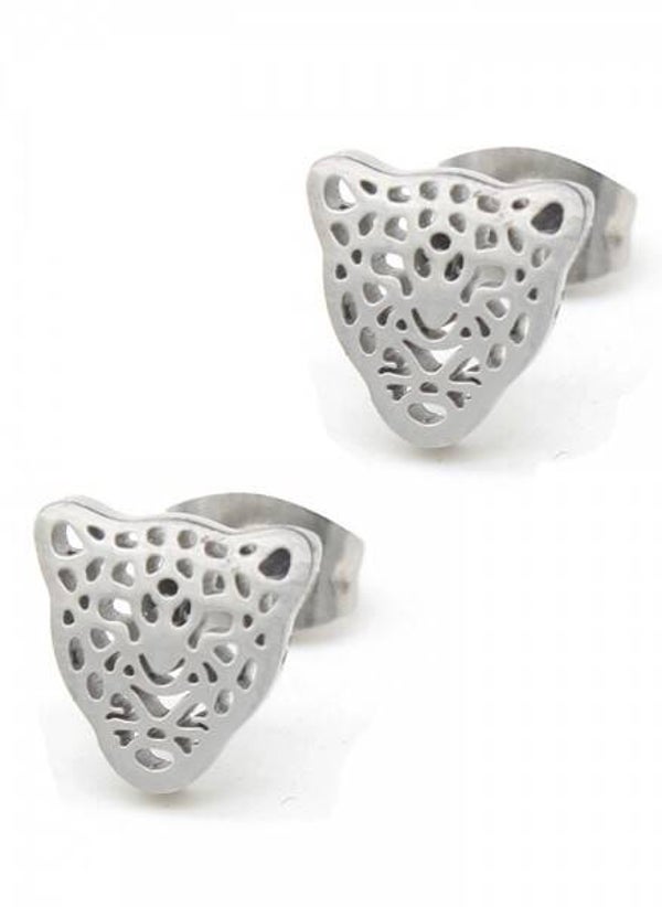 Oorbellen luipaard van RVS