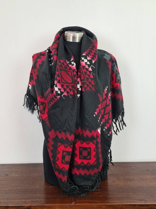 Sjaal zwart met rood print