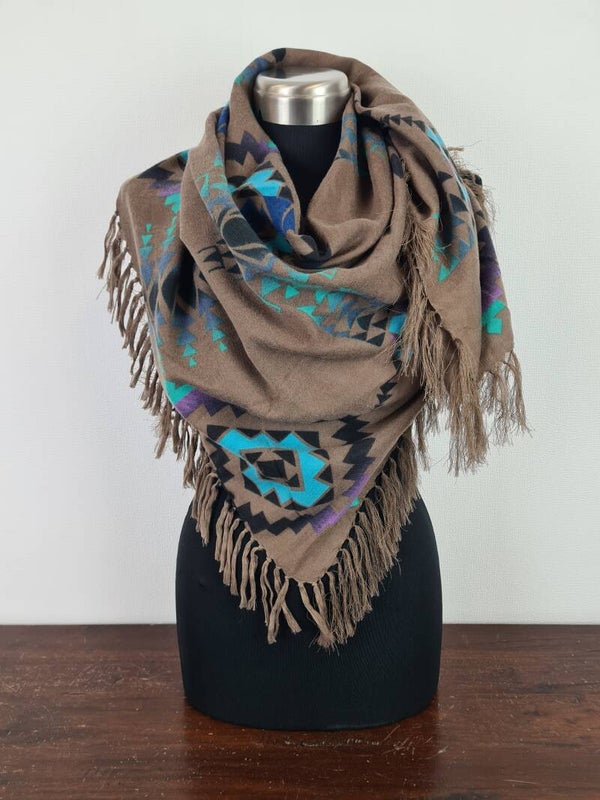 Sjaal bruin met print