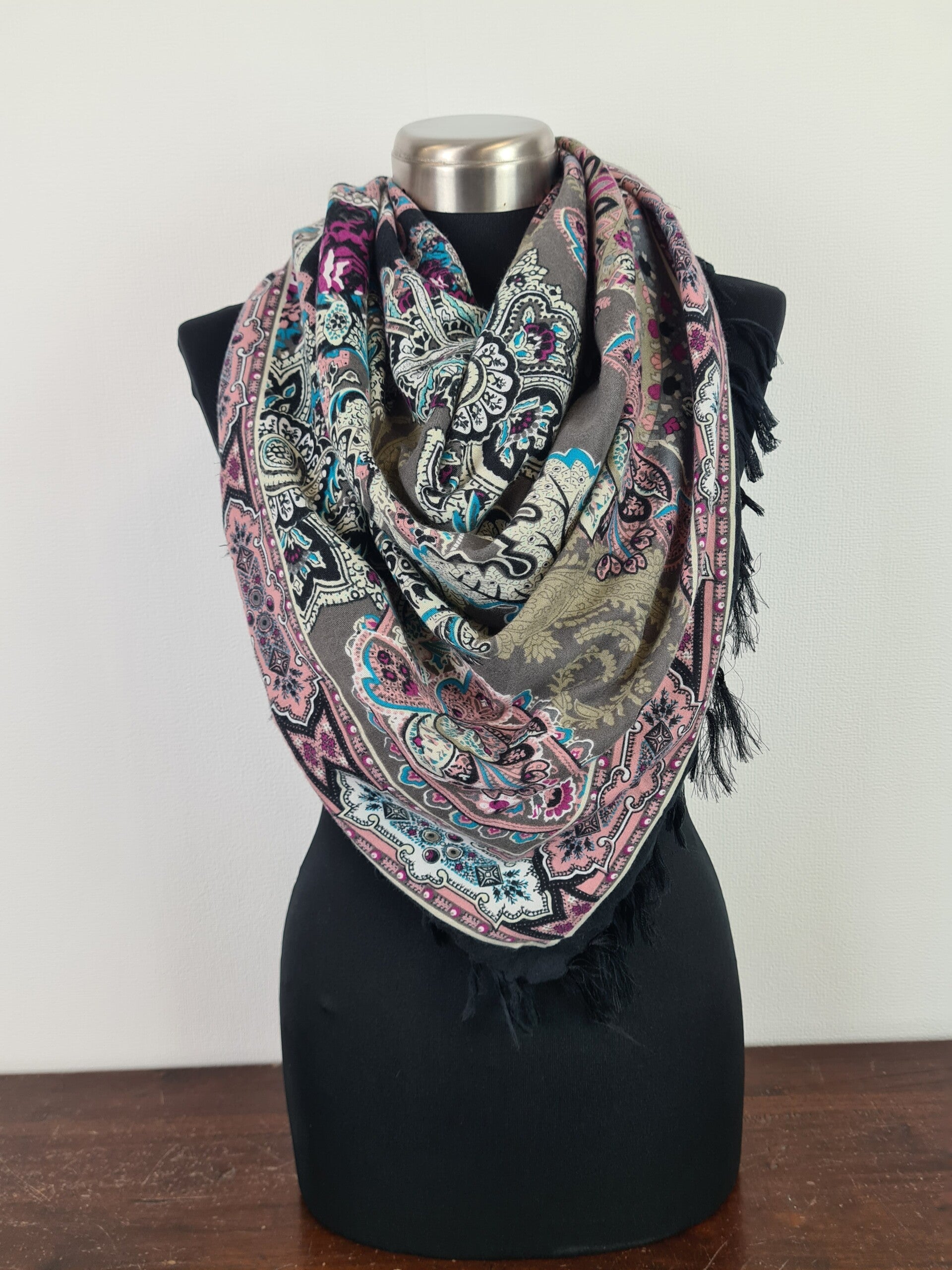 Sjaal roze/multi met print