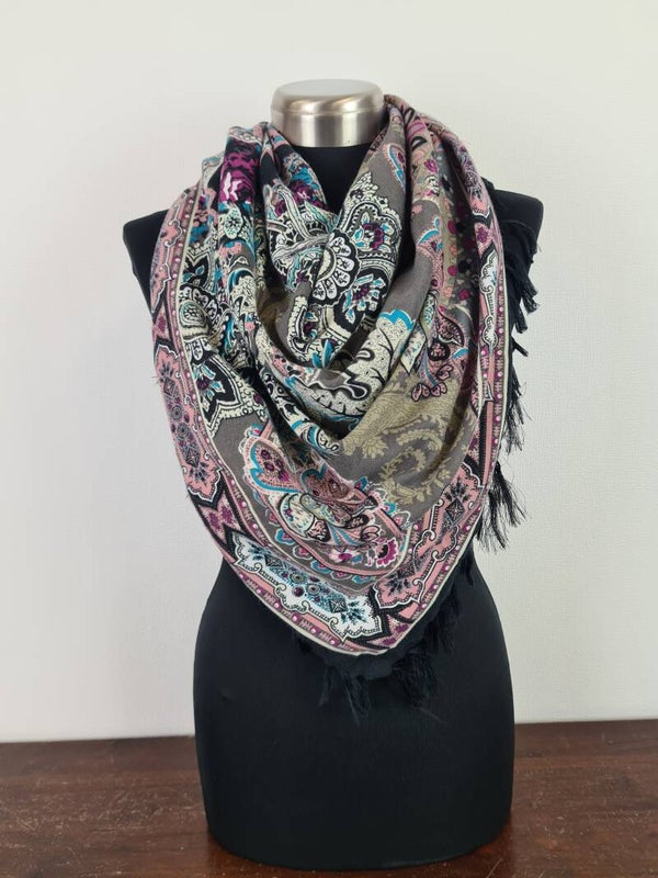 Sjaal roze/multi met print