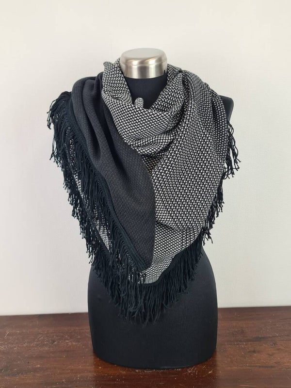 Sjaal zwart-wit klein geblokt
