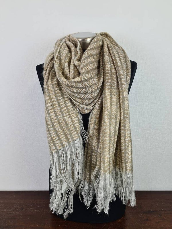 Sjaal beige gestreept