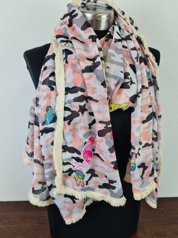 Sjaal roze camouflage