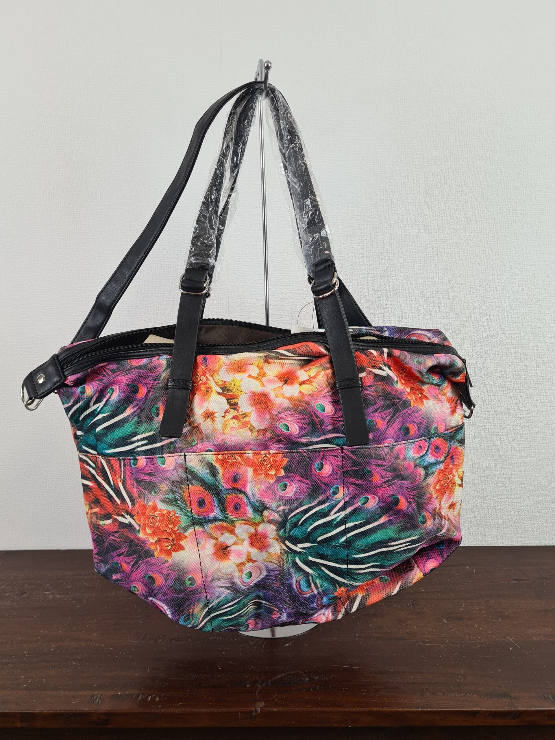 Grote tas met pauwen print