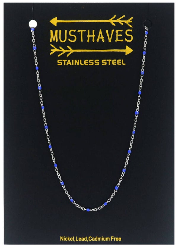 Ketting dots blauw van RVS