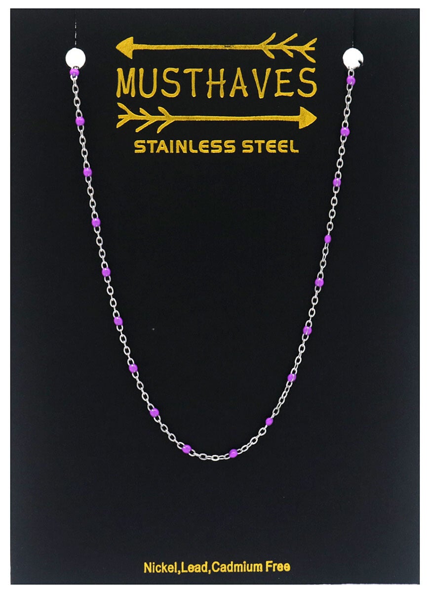 Ketting dots paars van RVS