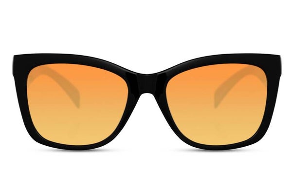 Zonnebril zwart met geel glas