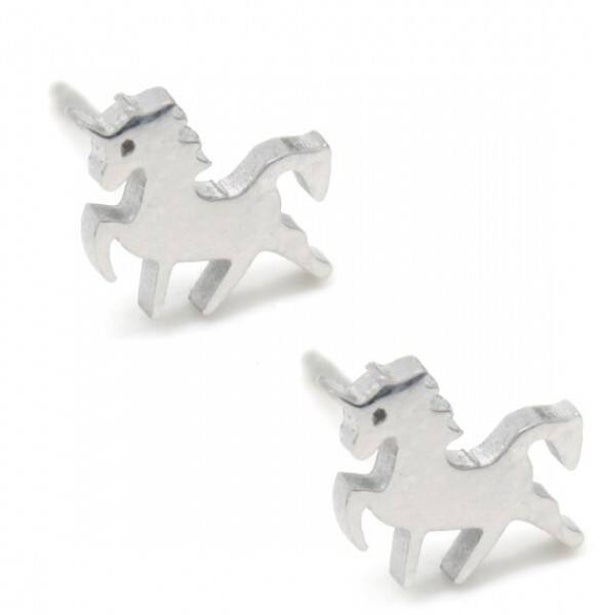 Oorbellen eenhoorn van RVS