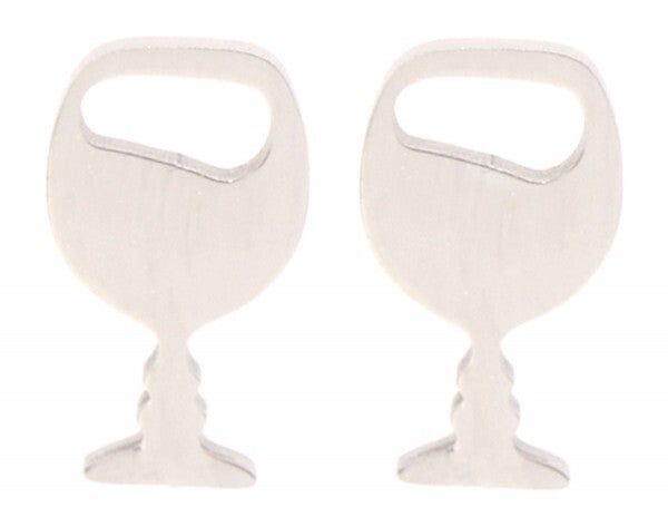 Oorbellen wijnglas zilver van RVS