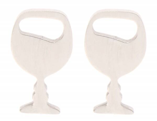 Oorbellen wijnglas zilver van RVS