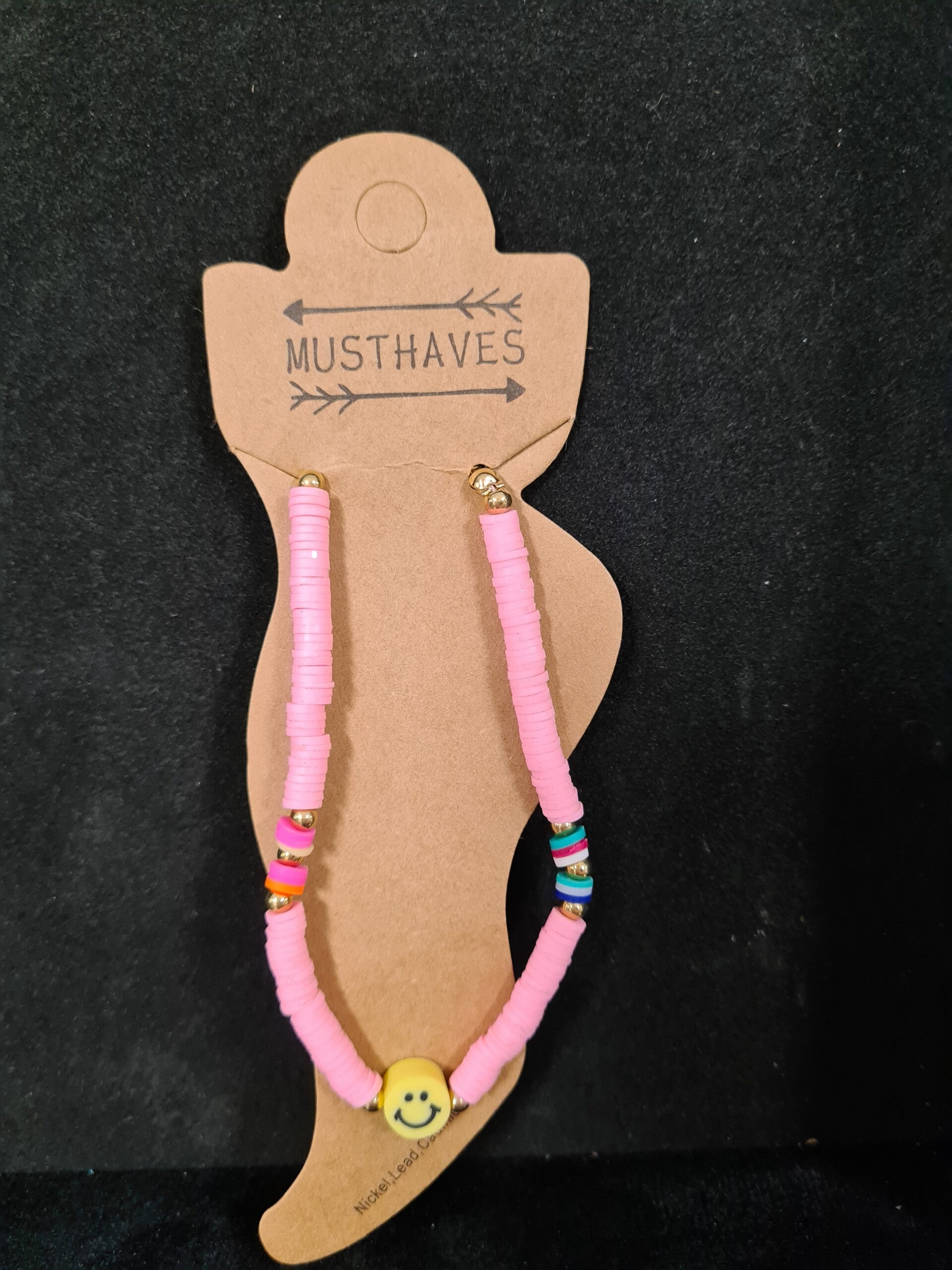 Enkelband met smiley -  roze