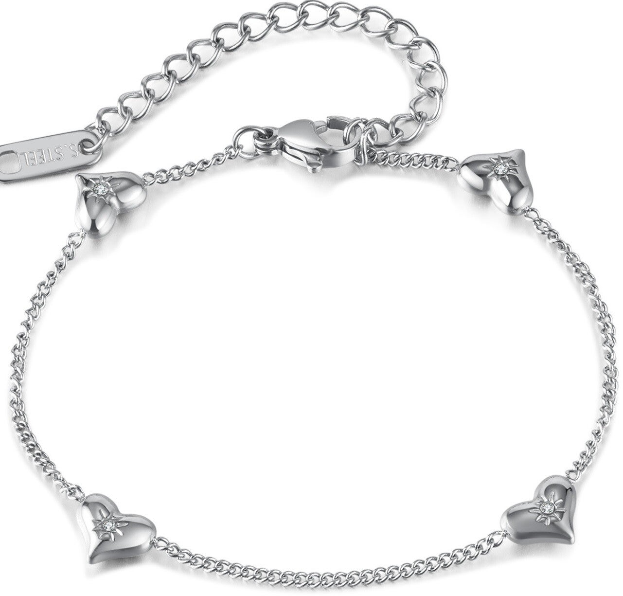 Armband hartjes van RVS