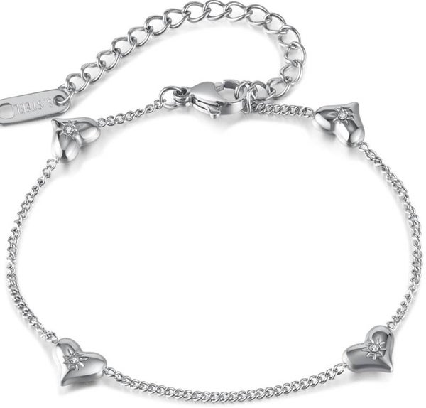 Armband hartjes van RVS
