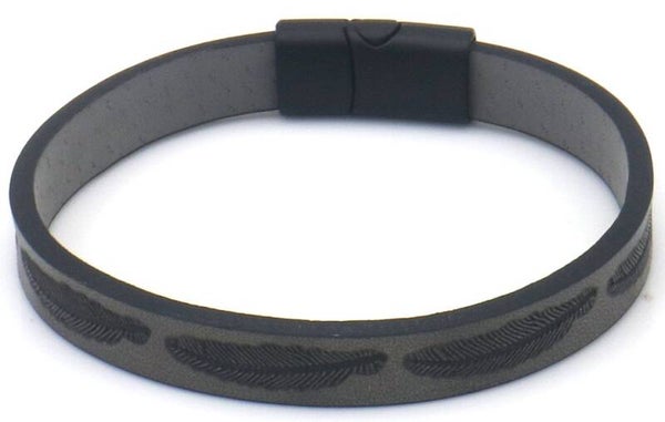 Armband grijs veer
