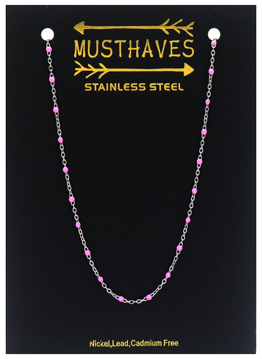 Ketting dots roze van RVS